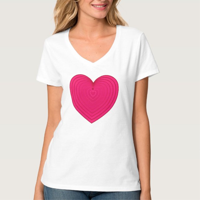 T-shirt Coeur rayonnant satiné en rose Fuchsia / Magenta (Devant)