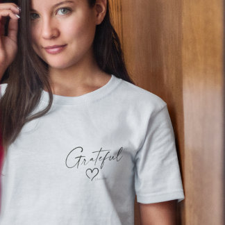 T-shirt Coeur reconnaissant | Votre nom Script minimal d'e