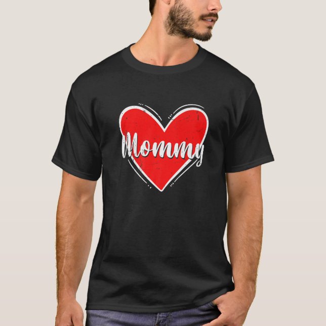 T-shirt Coeur rétro Valentines Jour maman Matching Famille (Devant)