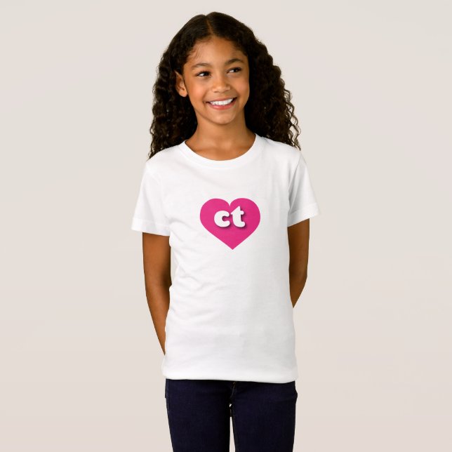 T-Shirt Coeur rose chaud Connecticut - J'aime (Devant entier)