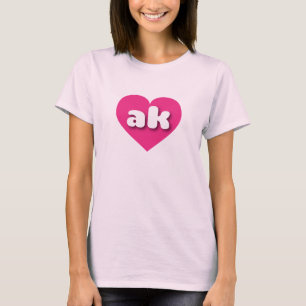 T-shirt Coeur rose chaud de l'Alaska - I love ak