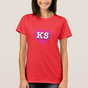 T-shirt Coeur rose chaud du Kansas - J'aime KS