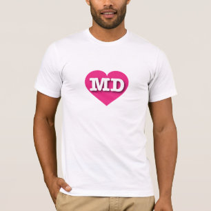 T-shirt Coeur rose chaud du Maryland - J'aime MD