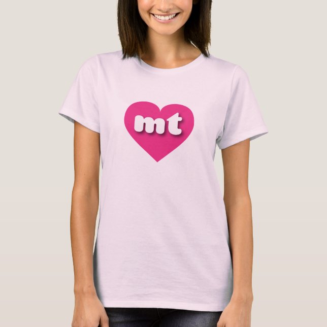 T-shirt Coeur rose chaud du Montana - J'aime mt (Devant)