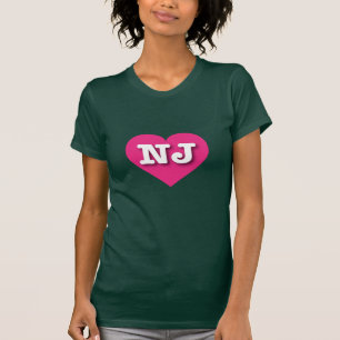T-shirt Coeur rose chaud du New Jersey - J'aime NJ
