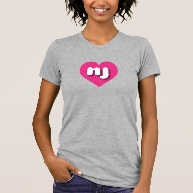 T-shirt Coeur rose chaud du New Jersey - J'aime nj (Devant)