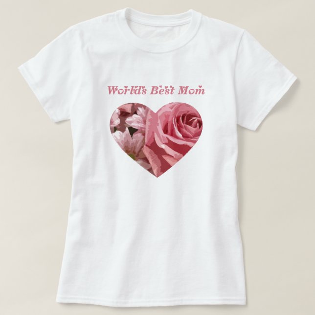 T-shirt Coeur rose de la meilleure maman des mondes (Design devant)