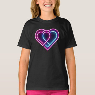 T-shirt Coeur rose néon/bleu Tasse de la Saint-Valentin