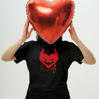 Coeur rouge avec cornes diables et queue