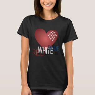 T-shirt Coeur rouge blanc et bleu diamant