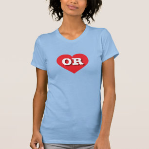 T-shirt Coeur rouge de l'Oregon - J'aime OU