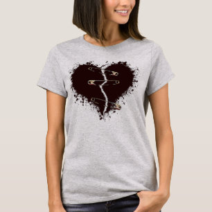 T-shirt Coeur rouge foncé cassé Pinned Up Goth