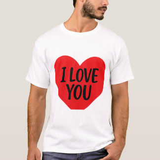 T-shirt Cœur Rouge “JE T'AIME” – Conception Minimaliste Ro