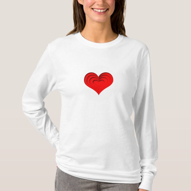 T-shirt Coeur rouge sur le blanc (Devant)