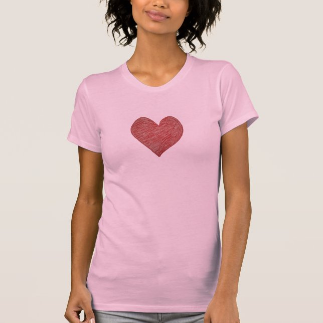 T-shirt Coeur rouge tiré à la main - Mini Aimer Tee mignon (Devant)