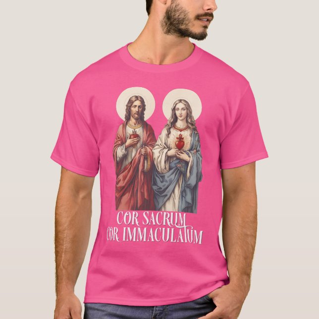T-shirt Coeur Sacré De Jésus Et Coeur Immaculé De Marie (Devant)