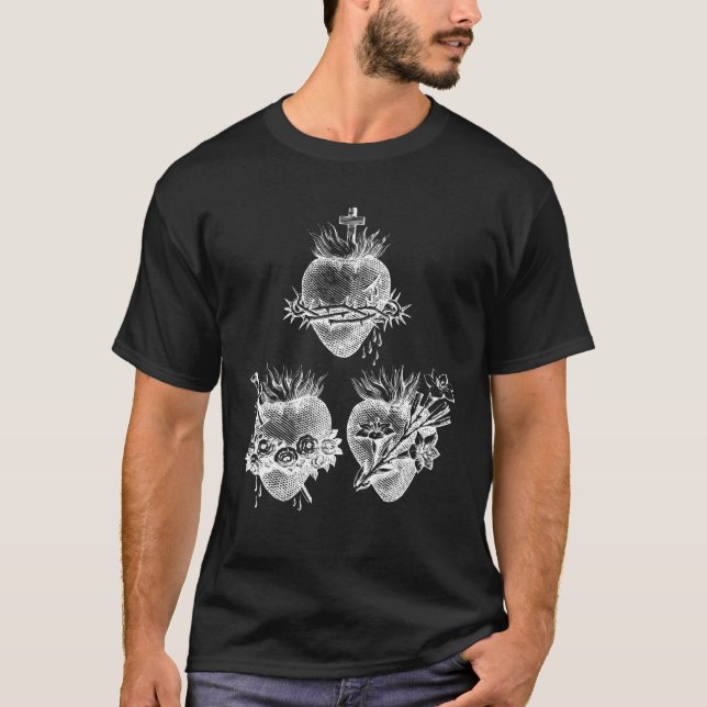 T-shirt Coeur Sacré De Jésus Et Coeur Immaculé De Marie (Devant)