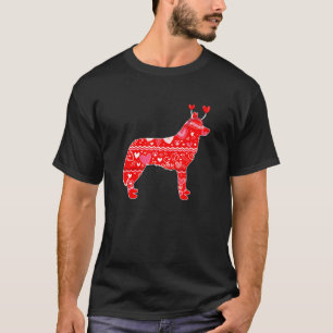 T-shirt Coeur Sibérie Husky Chien Noël Valentines Jour