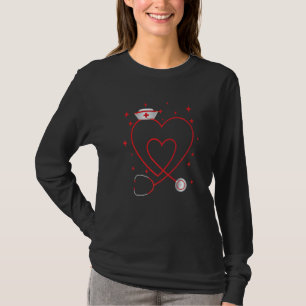 T-shirt Coeur Stethoscope Cute Love Nurse Valentines Day