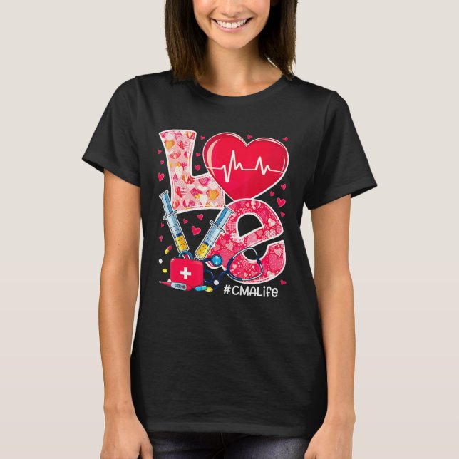 T-shirt Coeur Stethoscope Cute Love Valentines de soins in (Devant)