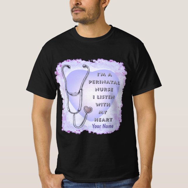 T-shirt Coeur stéthoscope Infirmière périnatale (Devant)
