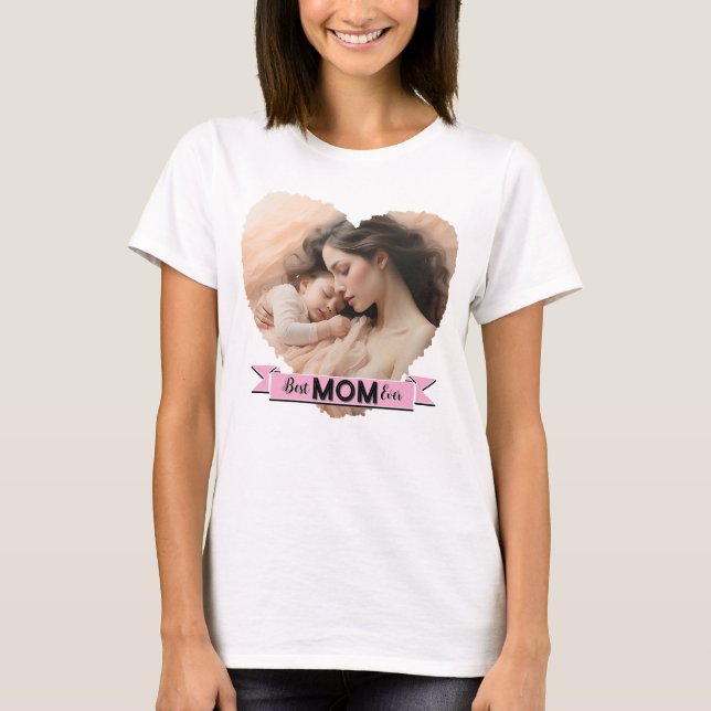 T-shirt Coeur toi, meilleur maman jamais ruban (Devant)