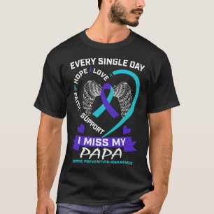 T-shirt Coeur Turquoise pourpre I Miss Papa Suicide Sensib