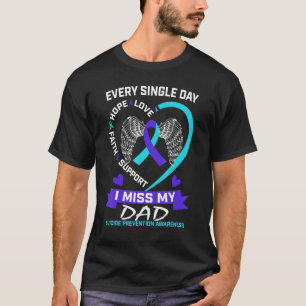 T-shirt Coeur Turquoise pourpre Je Manque Mon Papa Suicide