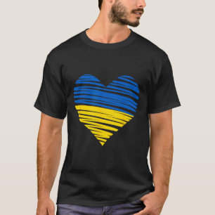 T-shirt Cœur ukrainien Drapeau Couleurs Bleu Jaune Ukraine