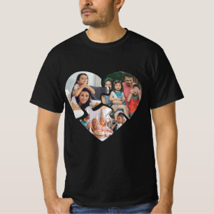 T-shirt Coeur vintage noir valentine jour photo collage
