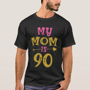 T-shirt Coeurs 90ème Anniversaire Pour Maman De Fils Fille