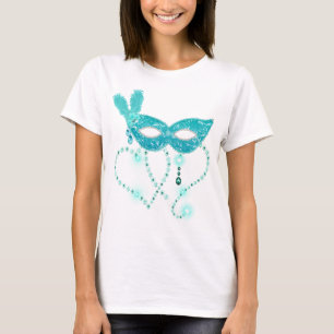 T-shirt Coeurs à billes mascarades turquoise