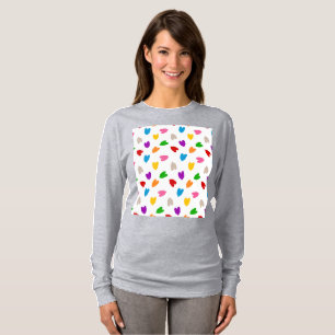 T-shirt Cœurs Amour Motif Design Blanc Coloré