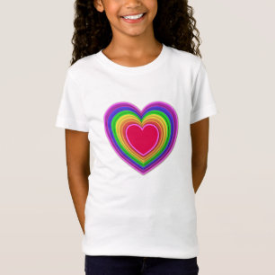T-Shirt Cœurs arc-en-ciel en 3D superposés