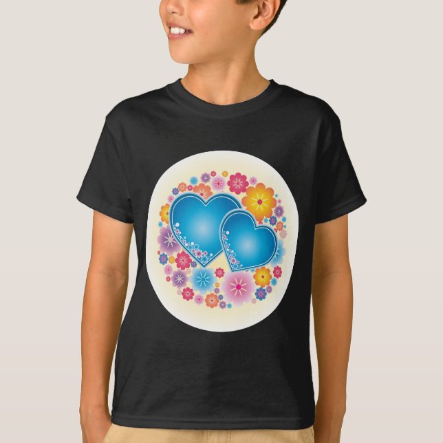 T-shirt Coeurs Bleus Floral (Devant)