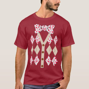 T-shirt Coeurs Bow Cravates Suspendants Valentines Jour Tu