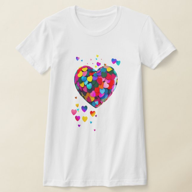 T-shirt Coeurs colorés, beaux et mignons (Poser)
