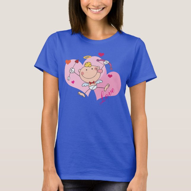 T-shirt Coeurs cupides et roses (Devant)