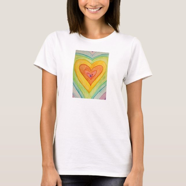 T-shirt Coeurs d'amitié Rainbow Customisé Love Shirts (Devant)