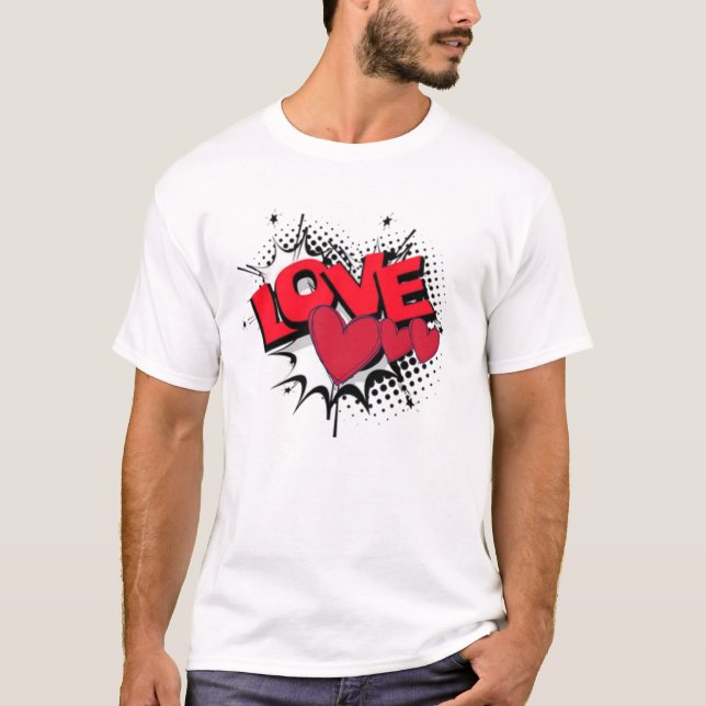 T-Shirt Coeurs d'amour et rouges (Devant)