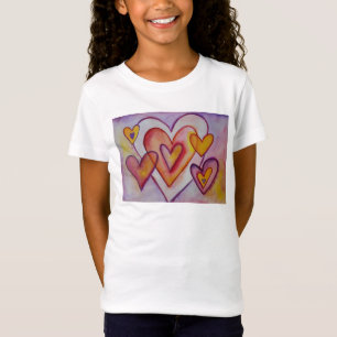 T-Shirt Coeurs d'amour intervertissants Peinture d'art per