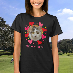 T-shirt Cœurs d'amour rouges avec texte photo personnalisé