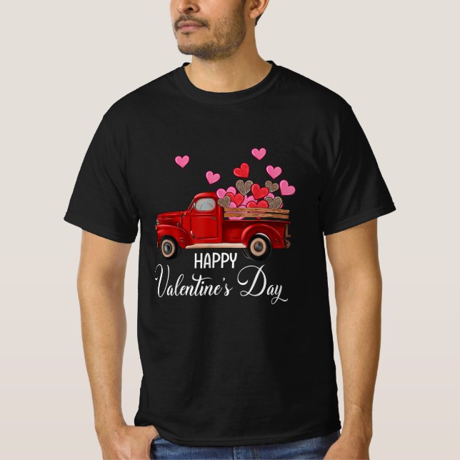 T-shirt Coeurs de camion Heureuse Sainte-Valentin transpor (Devant)