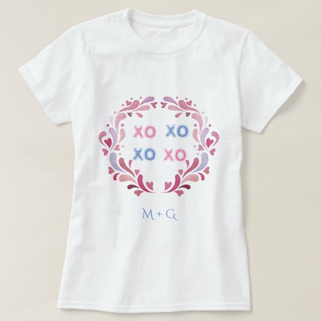 T-shirt Coeurs de couronne ornementale XO XO Valentine's D (Design devant)