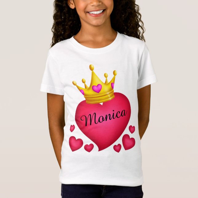 T-Shirt Coeurs de couronne princière personnalisés (Devant)