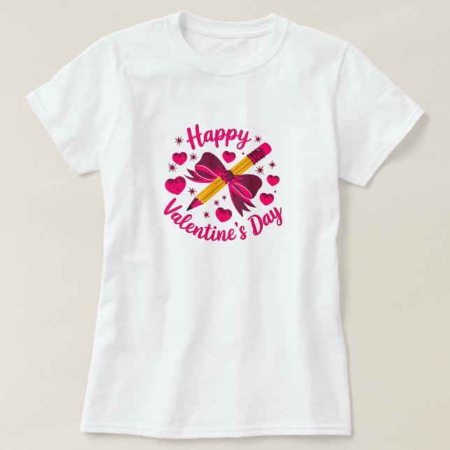 T-shirt Coeurs de crayon Heureuse Sainte-Valentin (Design devant)