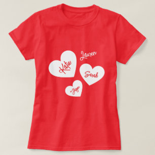 T-shirt Coeurs de la mère personnalisée Rouge et blanc