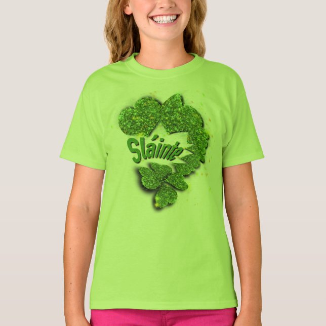 T-shirt Coeurs de parties scintillant pétillante Shamrock  (Devant)