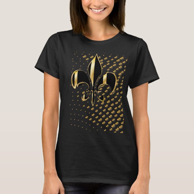 T-shirt Coeurs d'or noirFleur de Lis (Devant)
