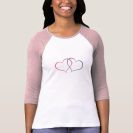 T-shirt Coeurs doux romantiques Bleu rose